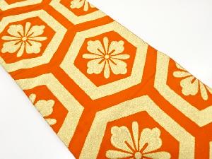 アンティーク　花亀甲模様織り出し袋帯（着用可）